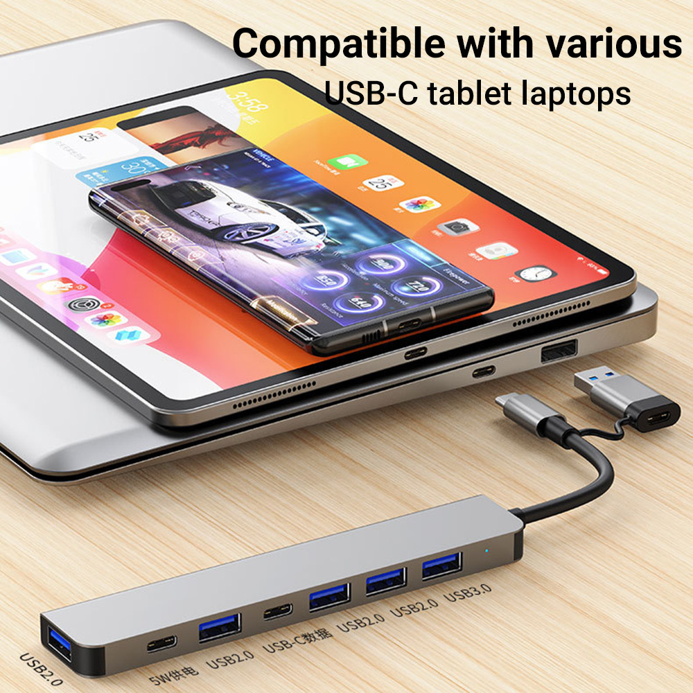 7-in-1 Dual-Head USB-C&USB Doc - Tablet Accessories For Students ulasan dan harga