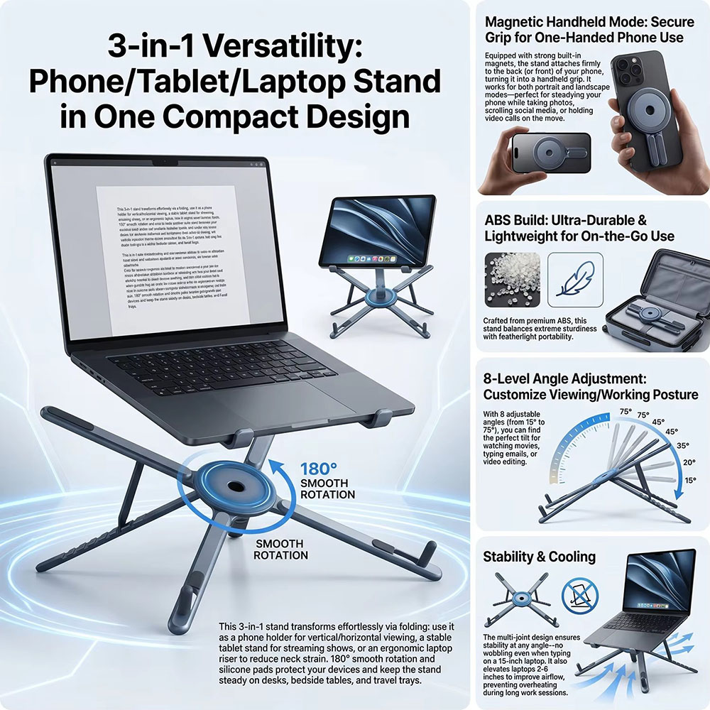 Portable Magnetic Phone Holder - Laptop Tablet Accessories ulasan dan harga