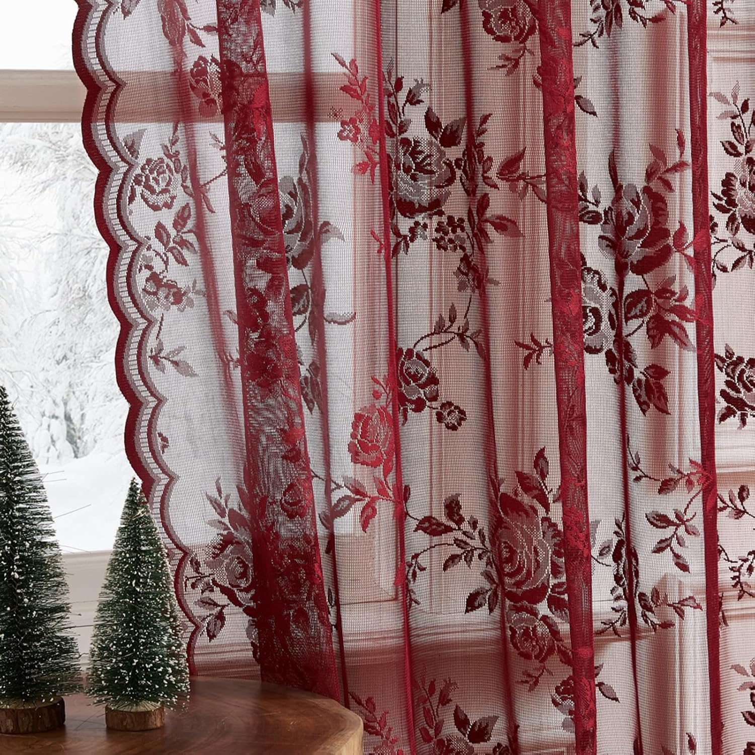 1 PC Burgundy Lace Curtains 45 - Tablet Accessories Aesthetic ulasan dan harga